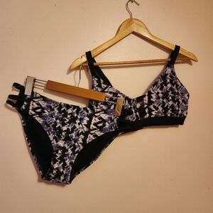 Balance Collection by Marika Bikini Set Purple Black White Abstract Print